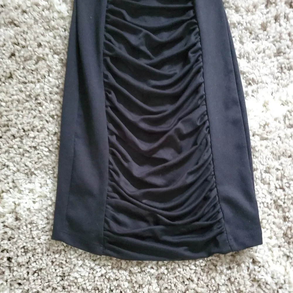 Strapless Cinched Bodycon Black Mini Dress